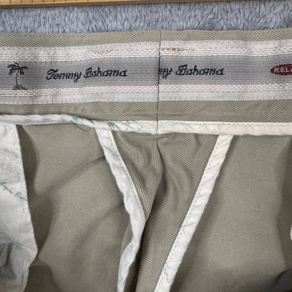 Tommy‎ Bahama Mens W40in. x L28in. 100% Silk Pleated Relaxed Fit Khaki Tan Pants